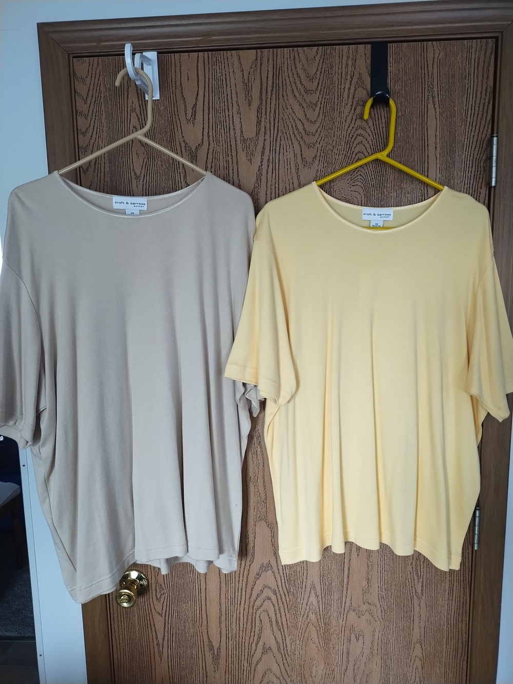 Soft Scoop Neck Women’s Top - Beige and Pale Yellow